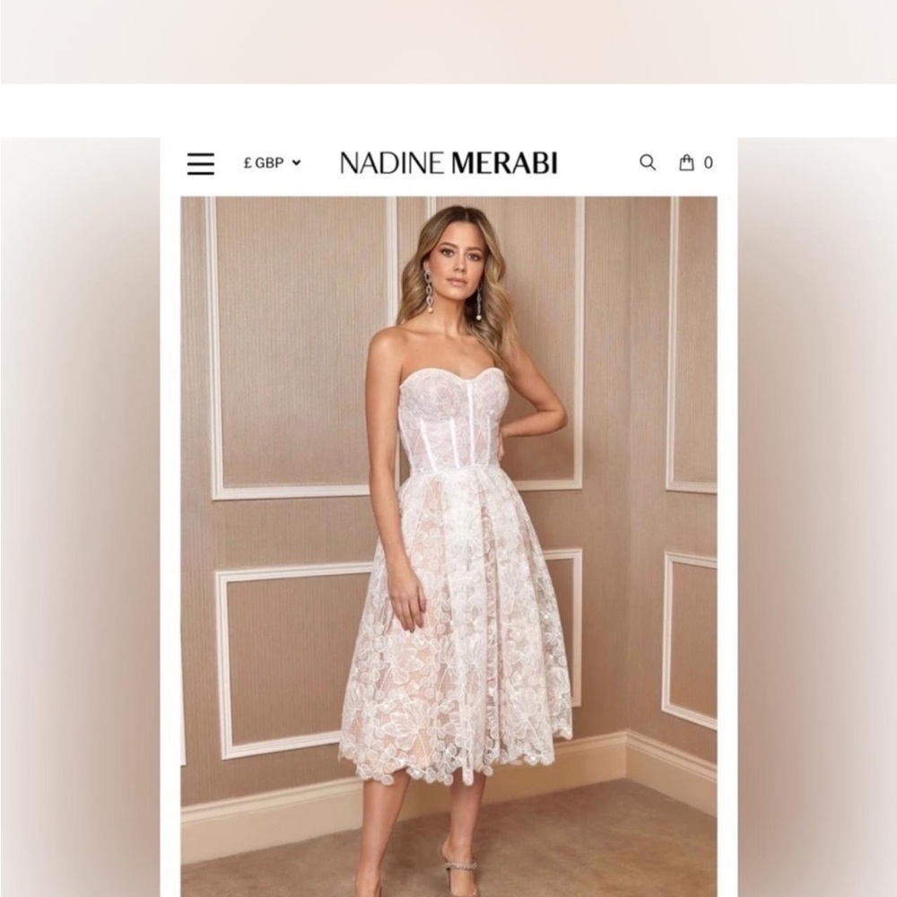 NADINE MERABI White Strapless Sundress Midi
